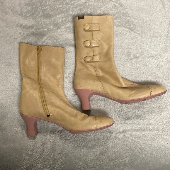 Camper Leather Heeled Boots With Zipper 